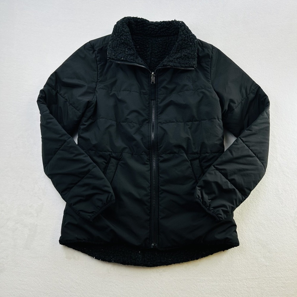 The North Face Jacket Womens Extra Small Black Sherpa Reversible Puffer Ladies